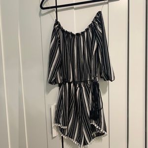 Black and white striped romper